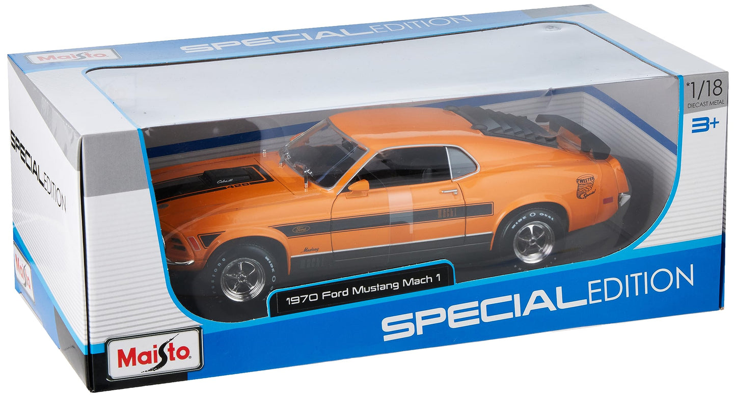 Maisto 1:18 Special Edition 1970 Ford Mustang Mach 1 – Orange Die-Cast Model, 1:18 Scale