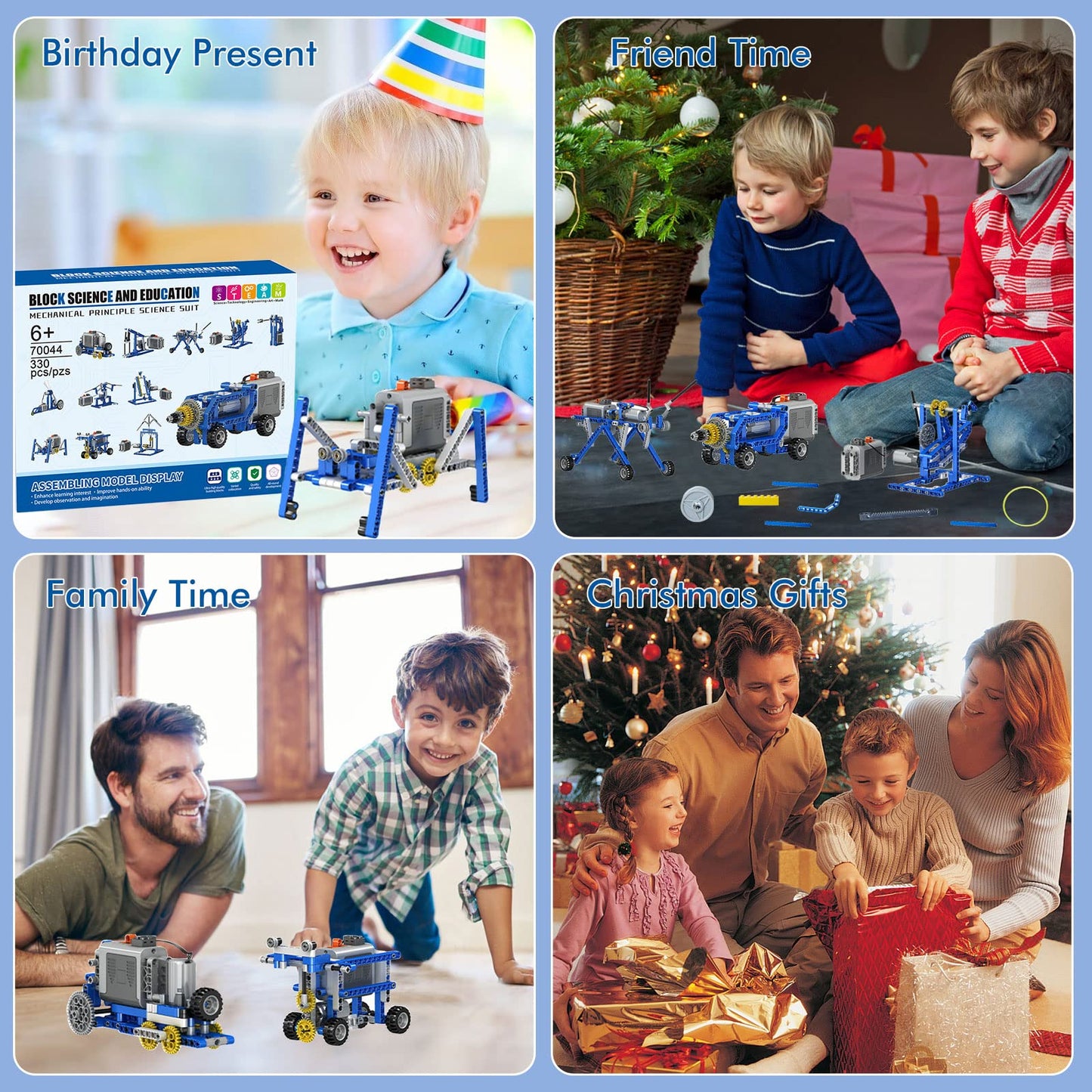 Maiwaput 330Pcs Building Kit – 12-in-1 STEM Toys with Electric Motor for Kids 6+