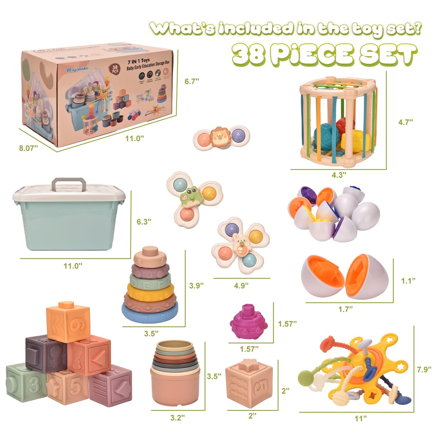 Majabike 9-in-1 Montessori Teething & Sensory Toys for Babies 6-12 Months