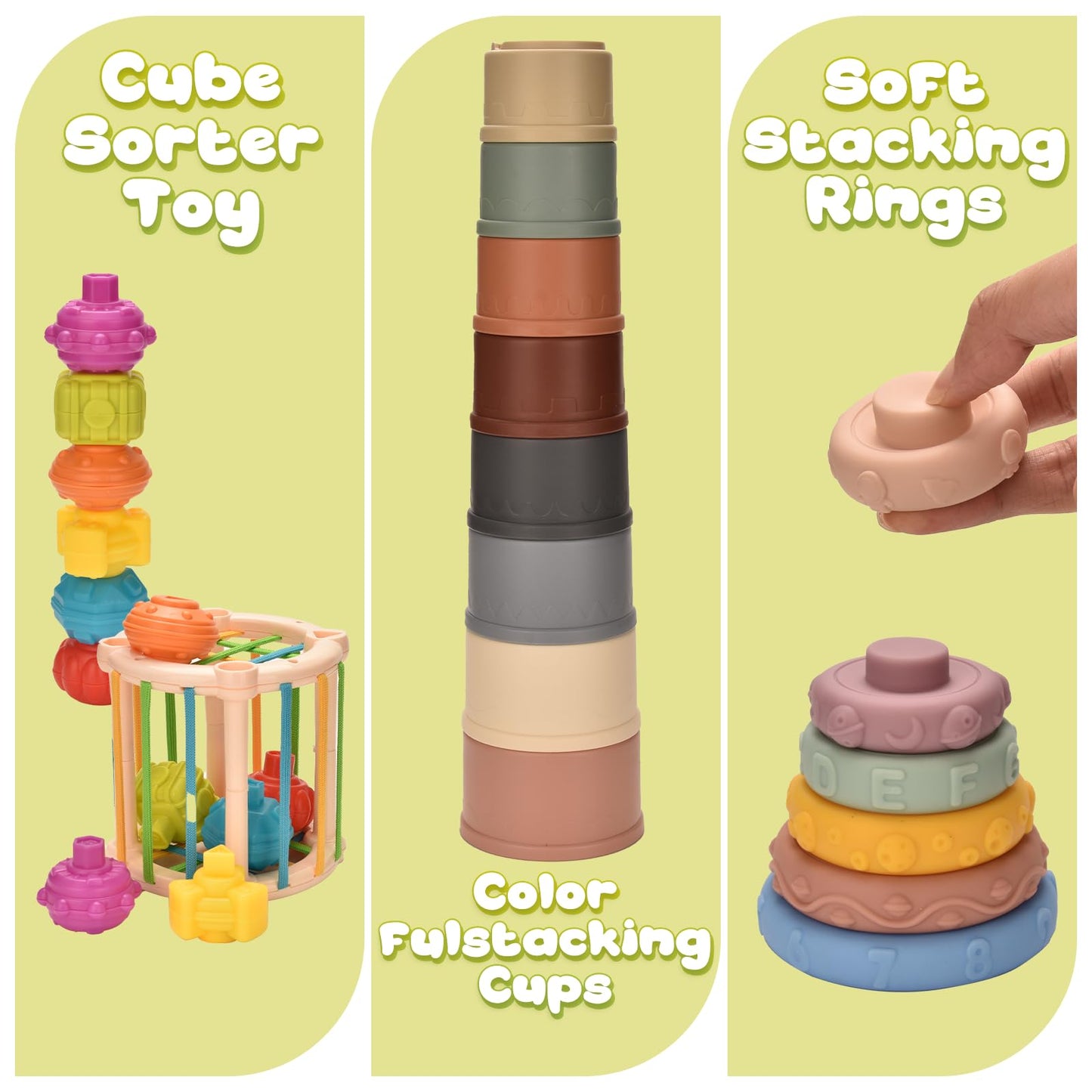 Majabike 9-in-1 Montessori Teething & Sensory Toys for Babies 6-12 Months