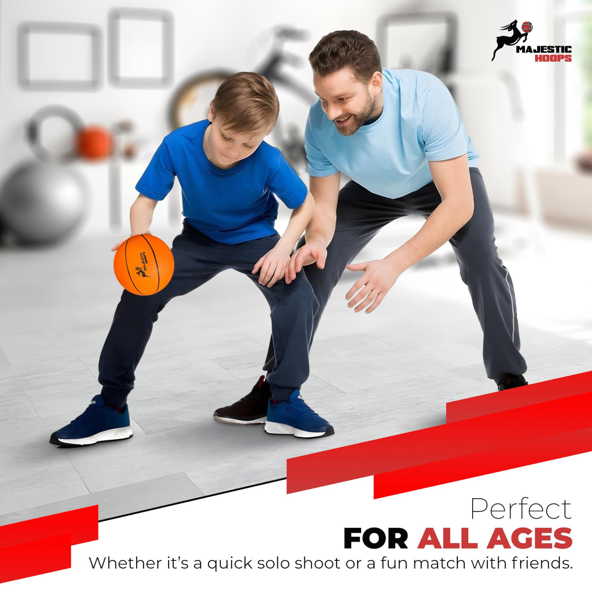 Majestic Hoops Mini Basketballs – 4-Pack, 5-Inch with Pump for Over-The-Door Hoops