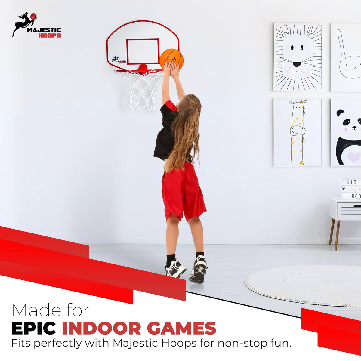 Majestic Hoops Mini Basketballs – 4-Pack, 5-Inch with Pump for Over-The-Door Hoops