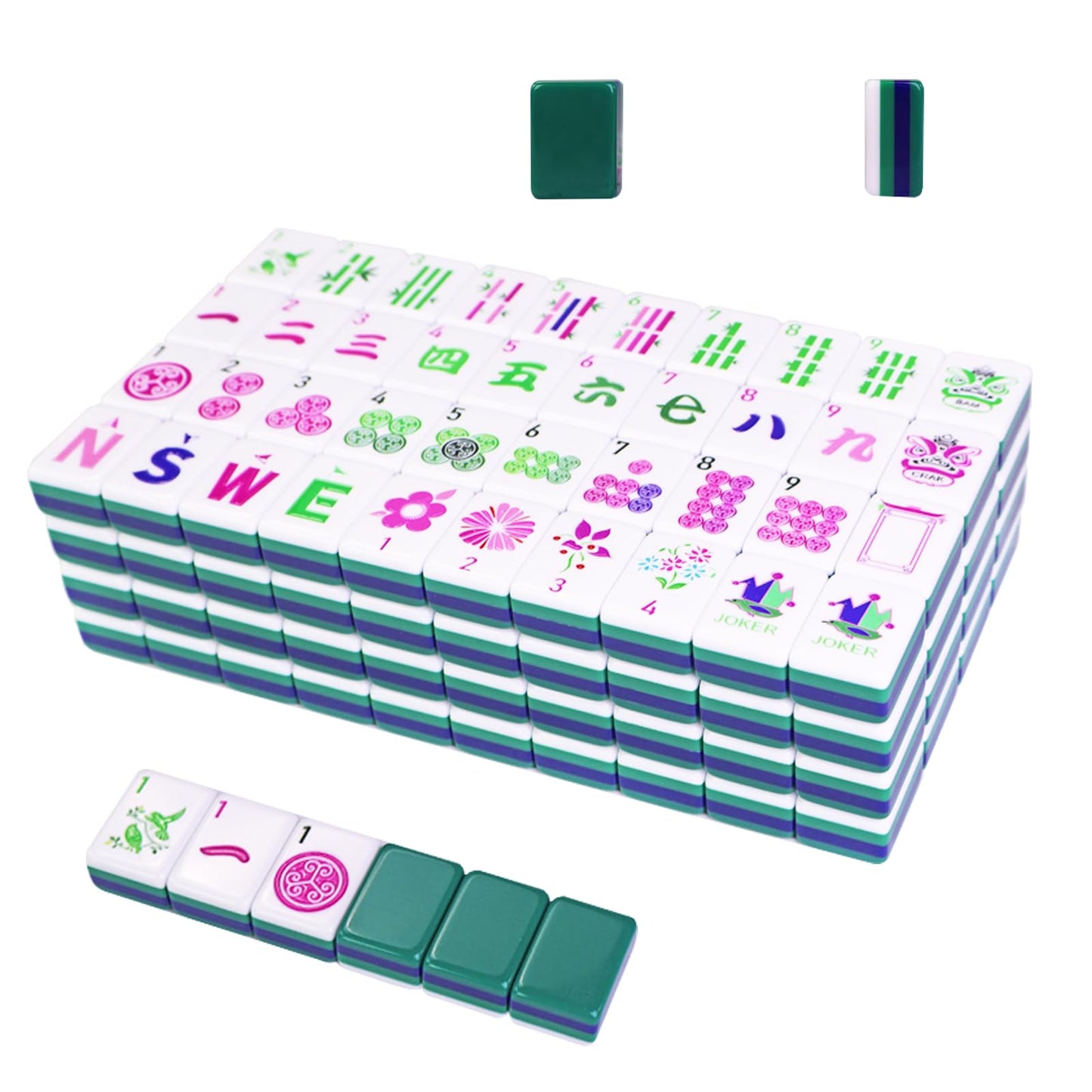 MAJONIX American Mahjong Game Set - Acrylic Green Tiles, 160-Piece Western Mahjong Kit