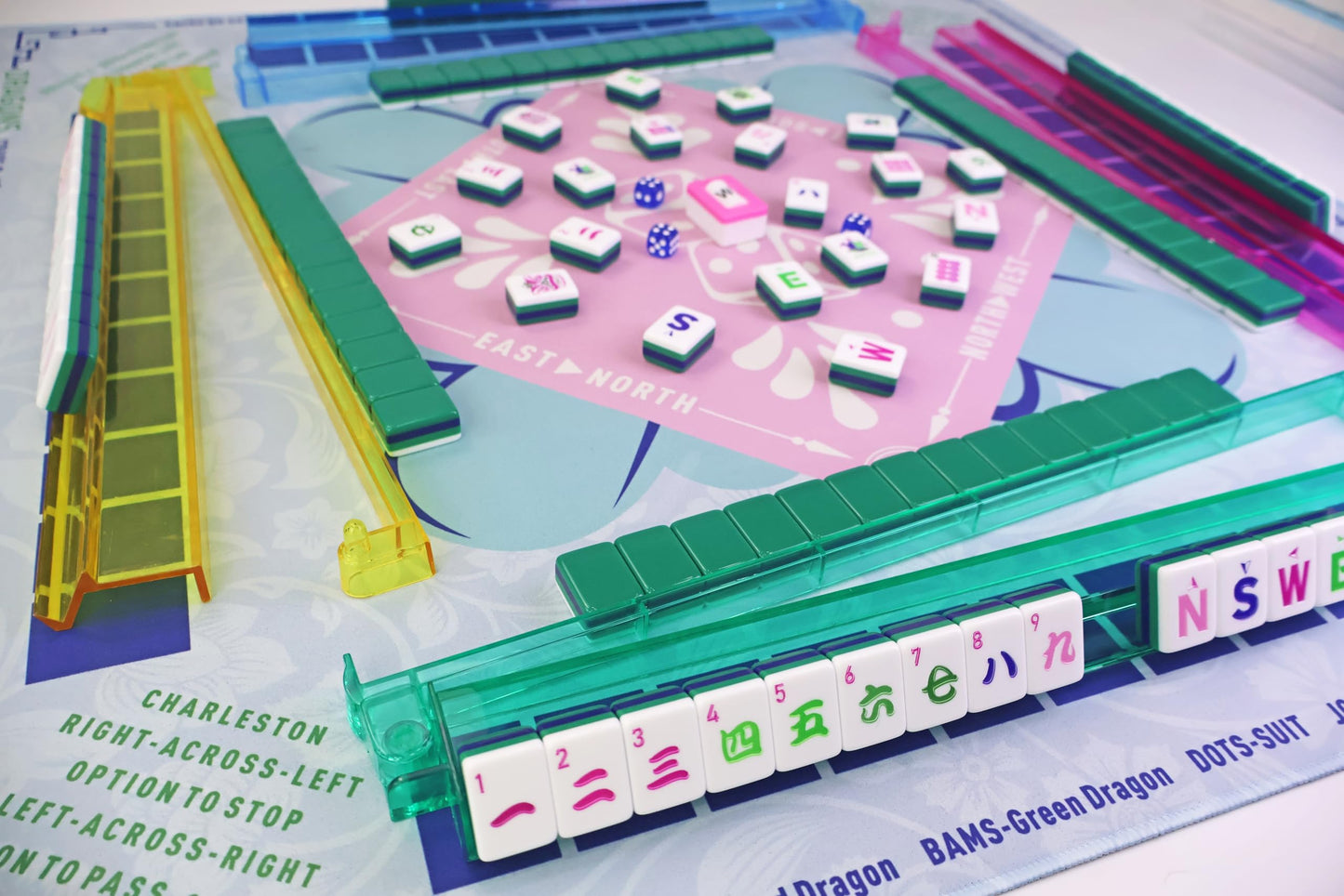 MAJONIX American Mahjong Game Set - Acrylic Green Tiles, 160-Piece Western Mahjong Kit