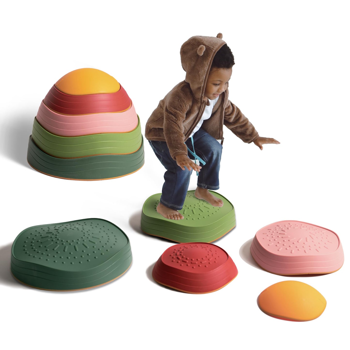 makarci Balance Stepping Stones for Kids | Non-Slip Sensory Play & Obstacle Course (Ages 3+)