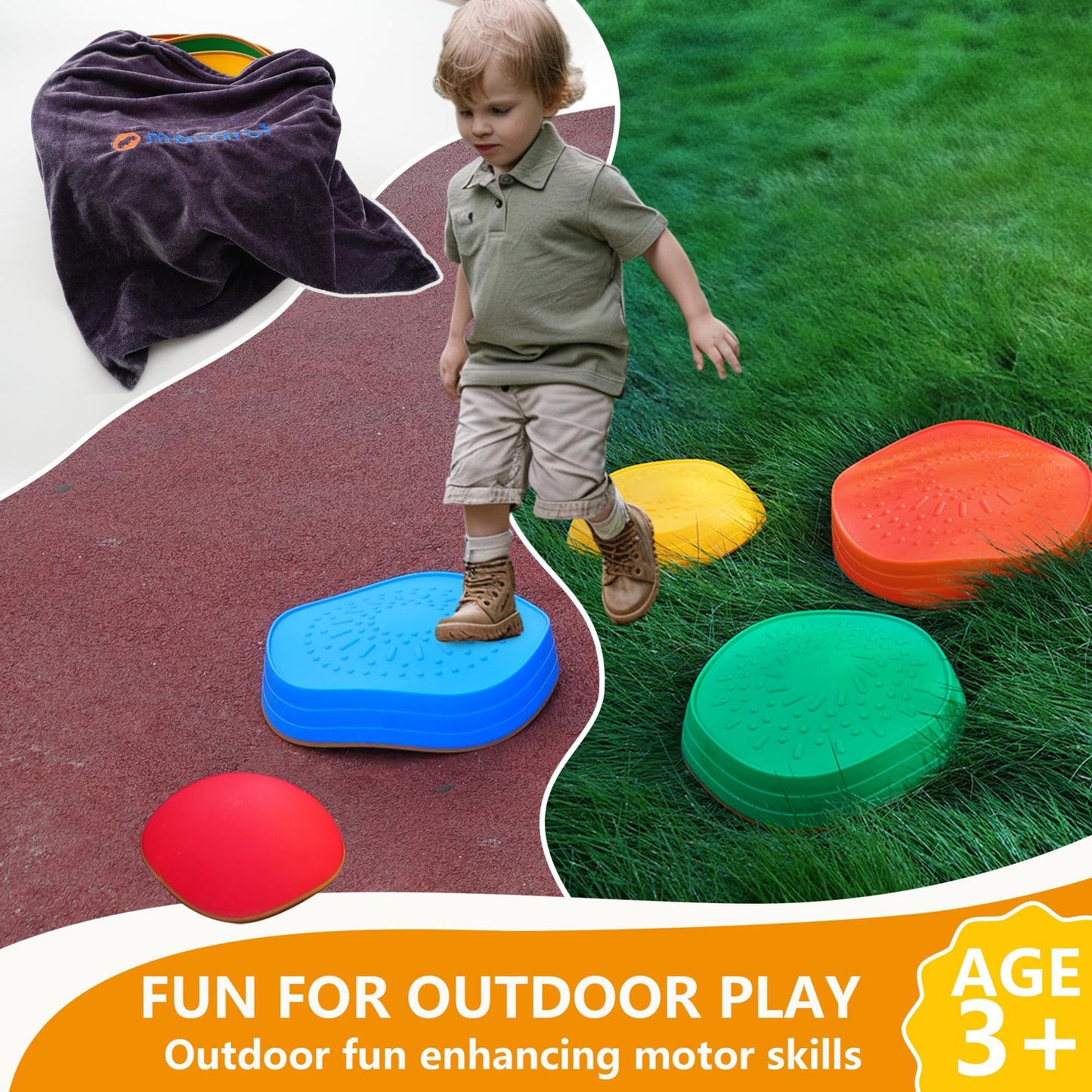 makarci Stepping Stones for Kids – 5pc Non-Slip Balance Stones