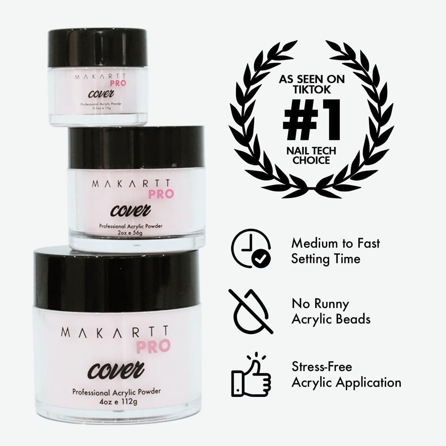 MakarttPro Acrylic Powder Creamy Almond 112g/4oz – Durable Nail Extension Cover for Pros