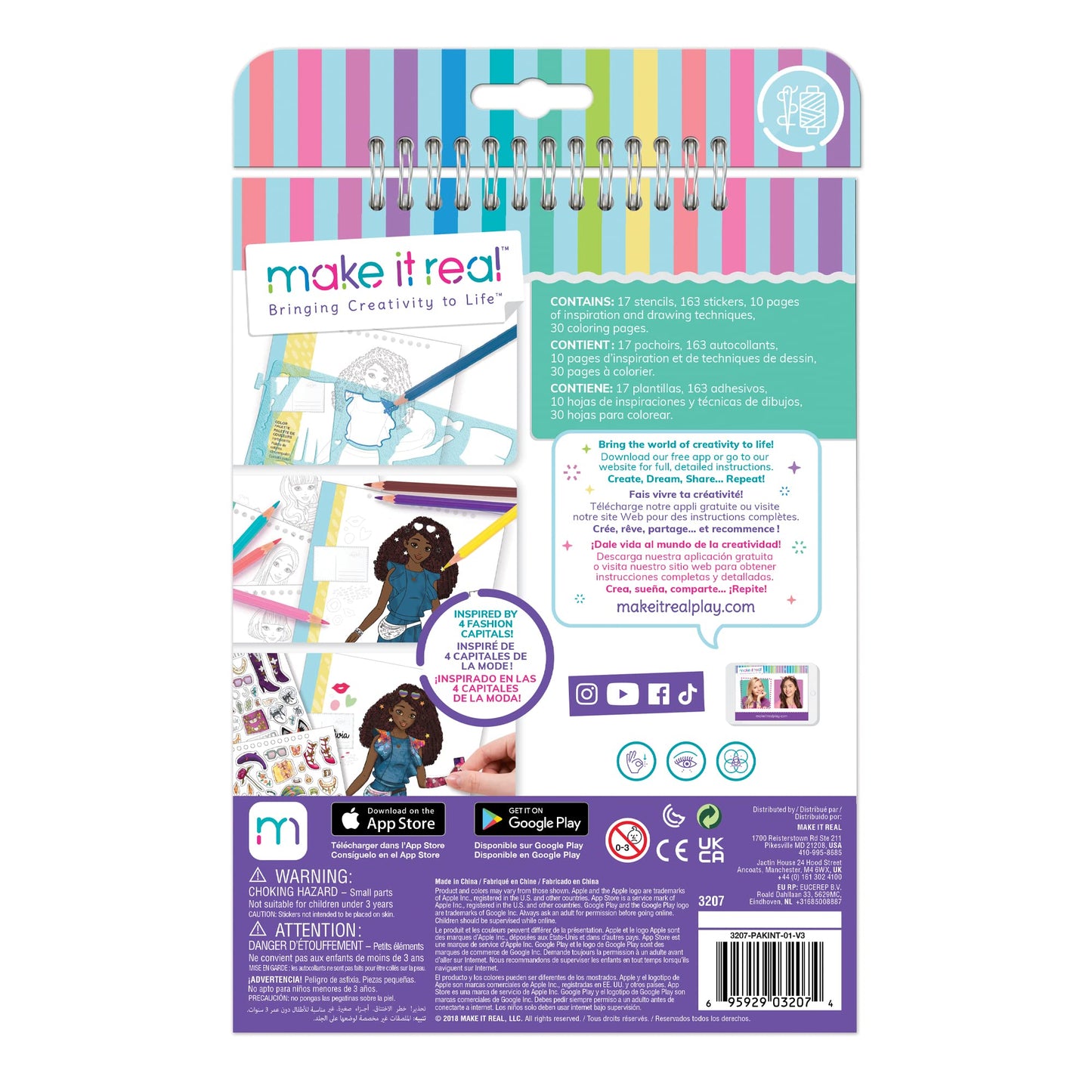Make It Real City Style Fashion Design Sketchbook for Girls – Includes Sketchbook, Stencils & Stickers
