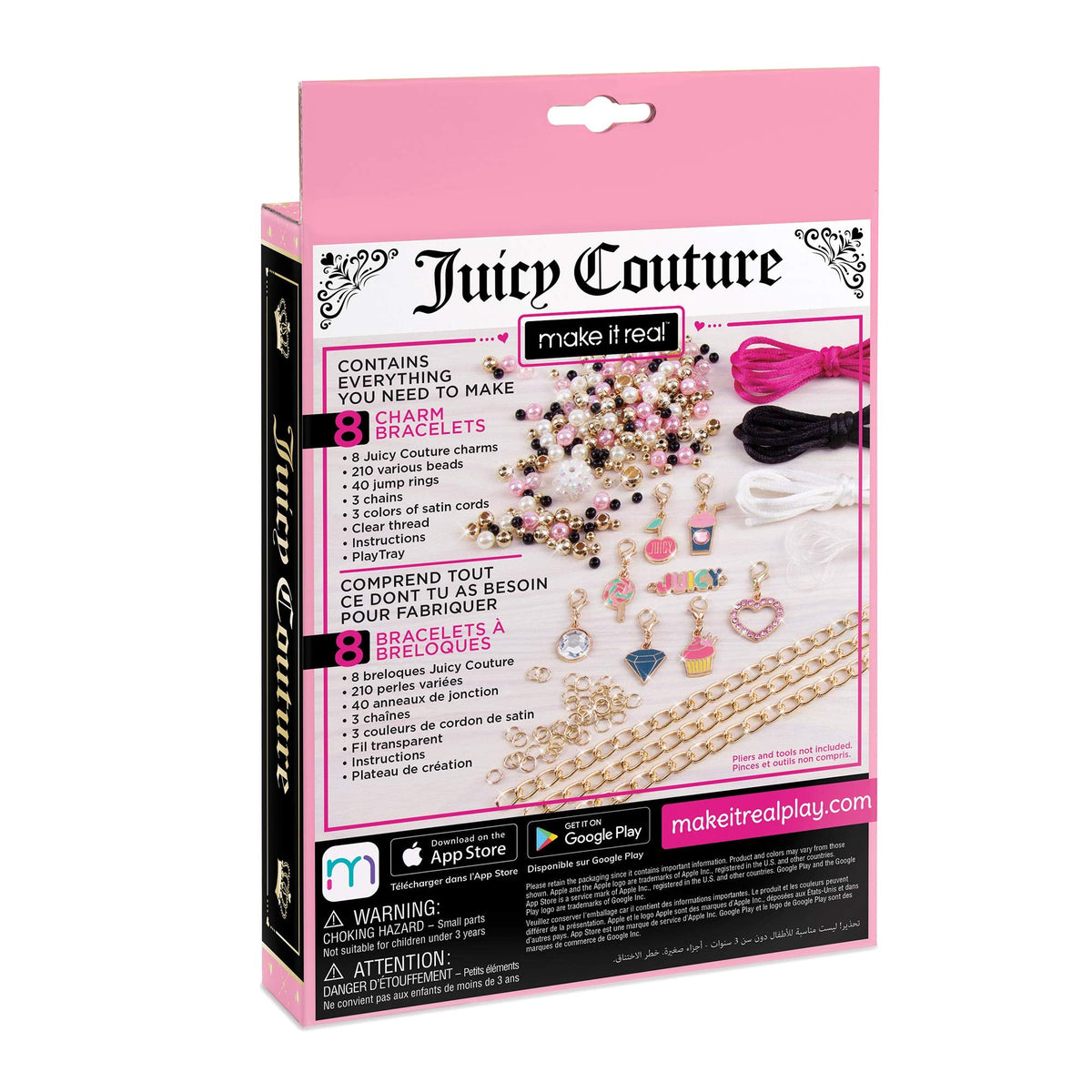Make It Real - Juicy Couture Pink & Precious DIY Charm Bracelet Kit (8+) – Makes 6 Bracelets