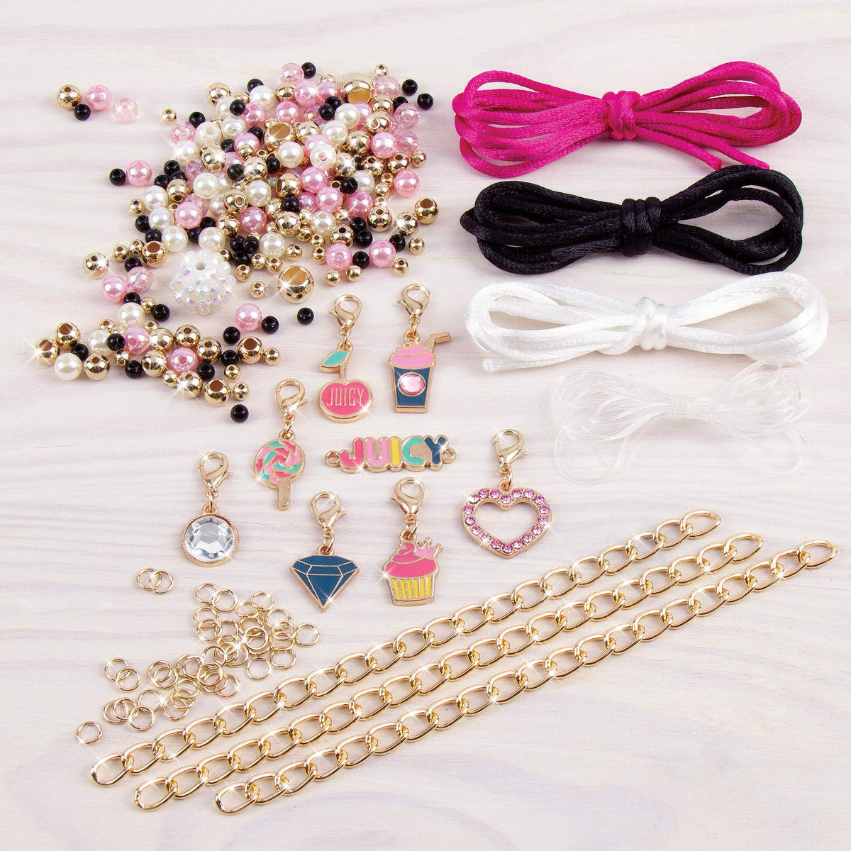 Make It Real - Juicy Couture Pink & Precious DIY Charm Bracelet Kit (8+) – Makes 6 Bracelets