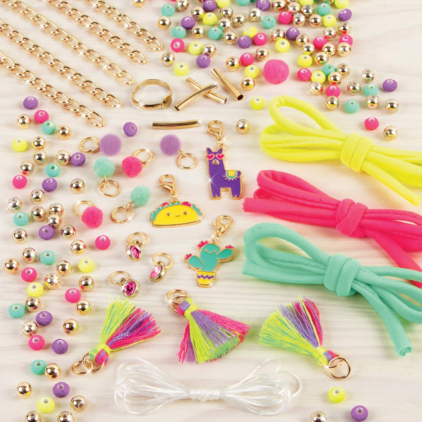 Make It Real Neo-Brite Chains & Charms Kit – 10 Unique Bracelets, 195 Pieces