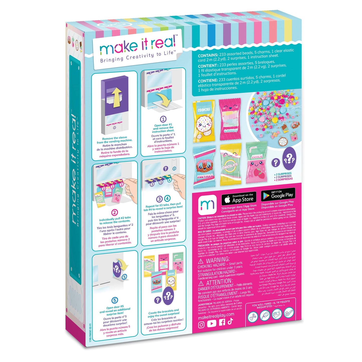 Make It Real: Snackers Bracelet Kit Vending Machine – Create 5 Snack-Themed Charm Bracelets for Girls 8+