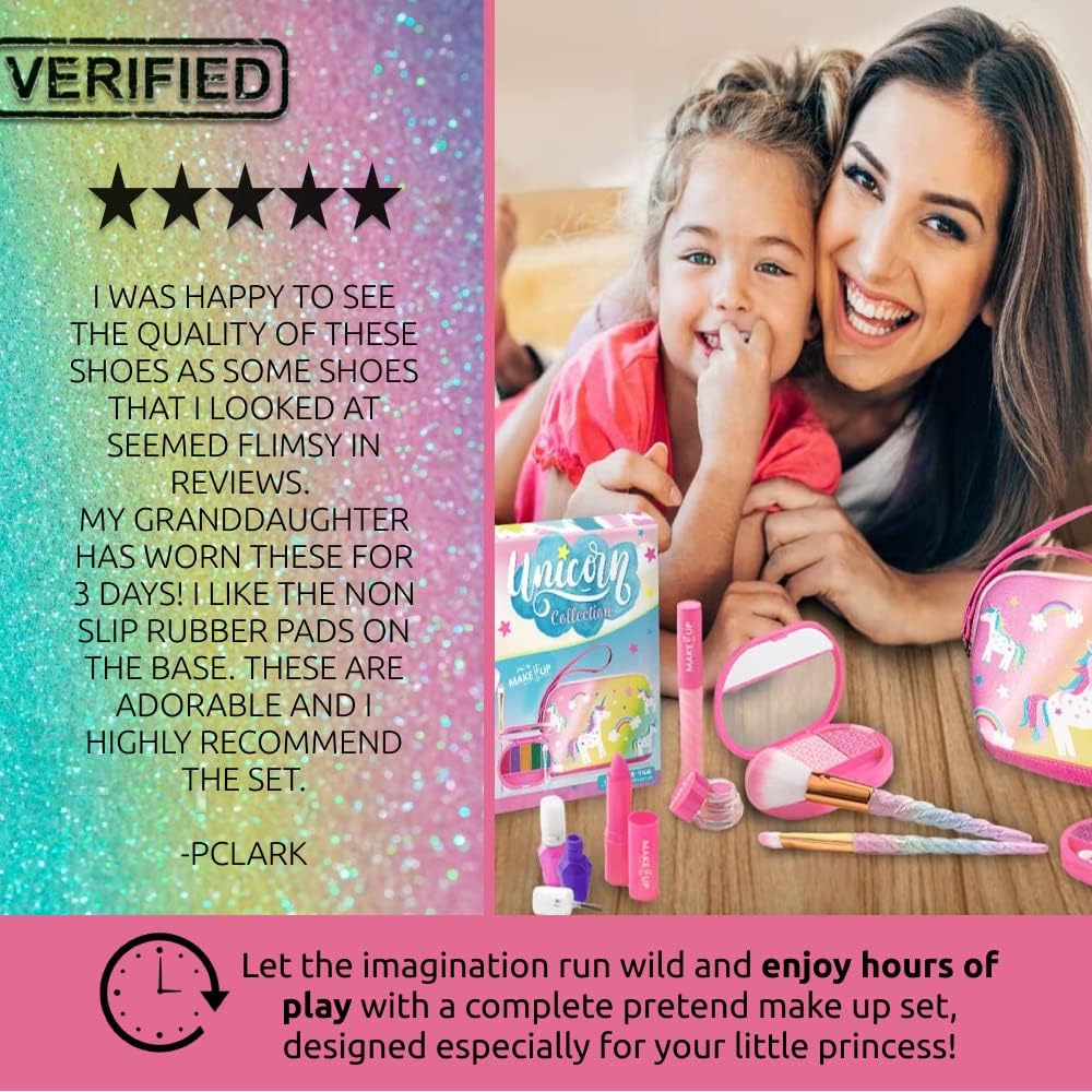 Make It Up Unicorn Pretend Play Kids Makeup Kit – Safe, Washable & Creative