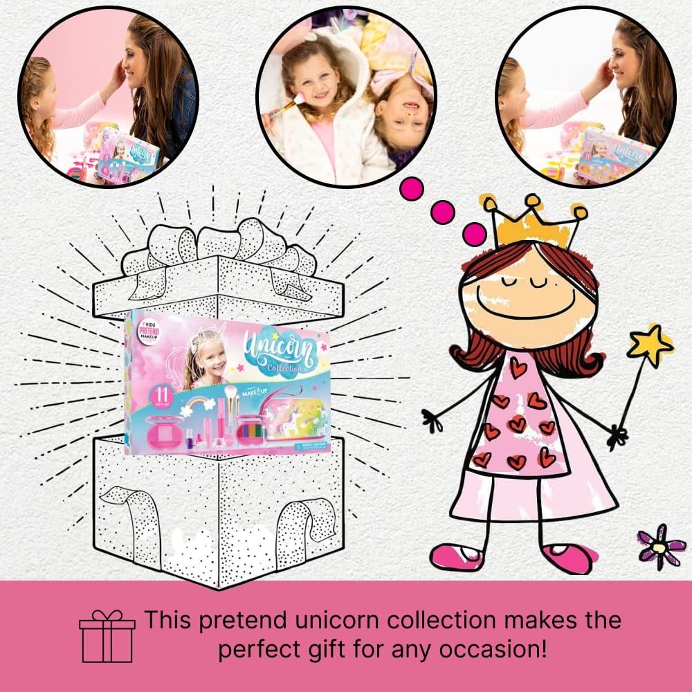 Make It Up Unicorn Pretend Play Kids Makeup Kit – Safe, Washable & Creative