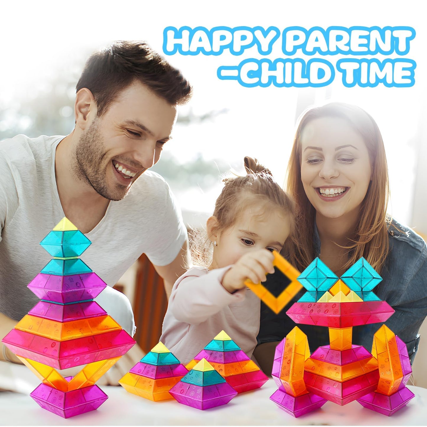 MAKE KIDS SMILE BUBBLE FUN Translucent 30-Piece Building Block Set for Light Table STEM Play