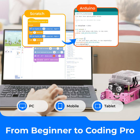 Makeblock mBot Robot Kit for Kids 8-12 — Learn Scratch & Arduino Coding (Pink)