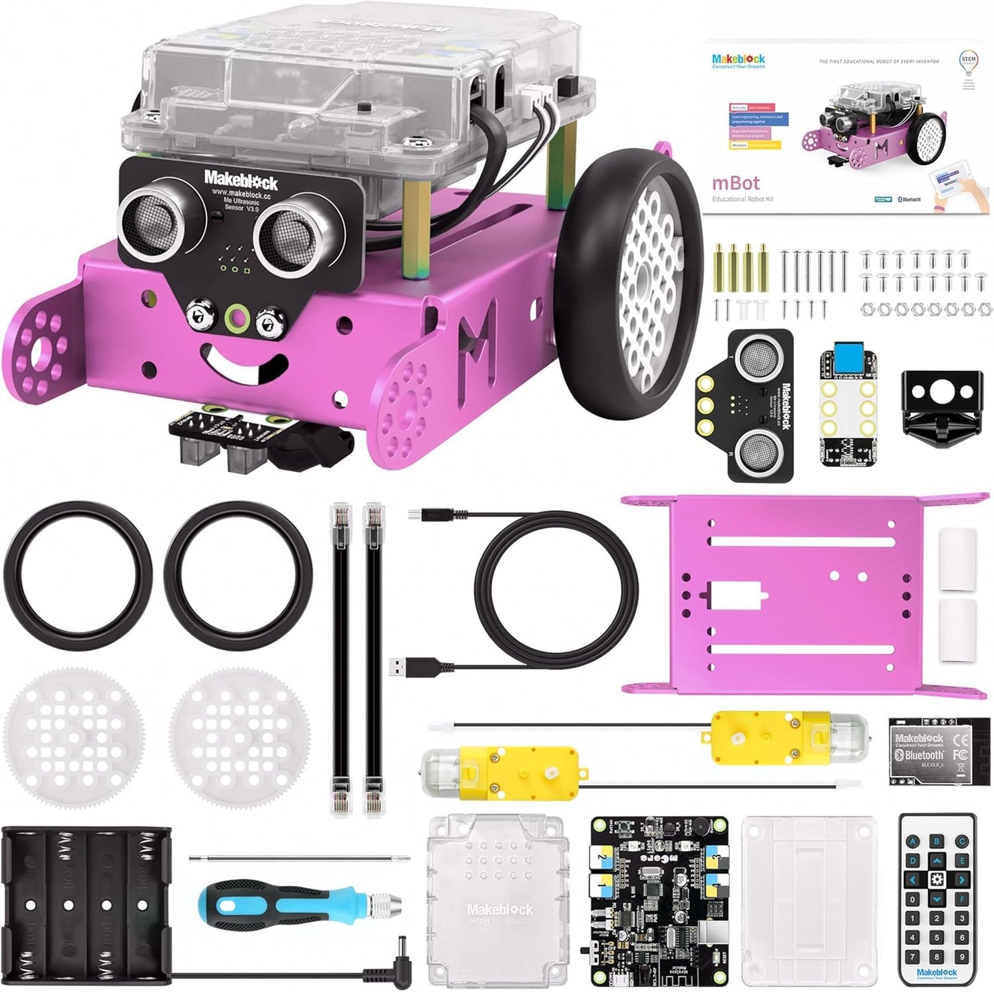 Makeblock mBot Robot Kit for Kids 8-12 — Learn Scratch & Arduino Coding (Pink)
