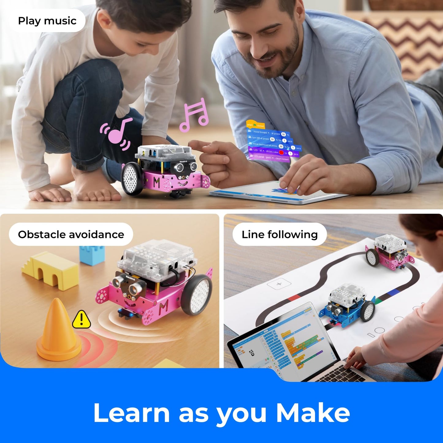 Makeblock mBot Robot Kit for Kids 8-12 — Learn Scratch & Arduino Coding (Pink)