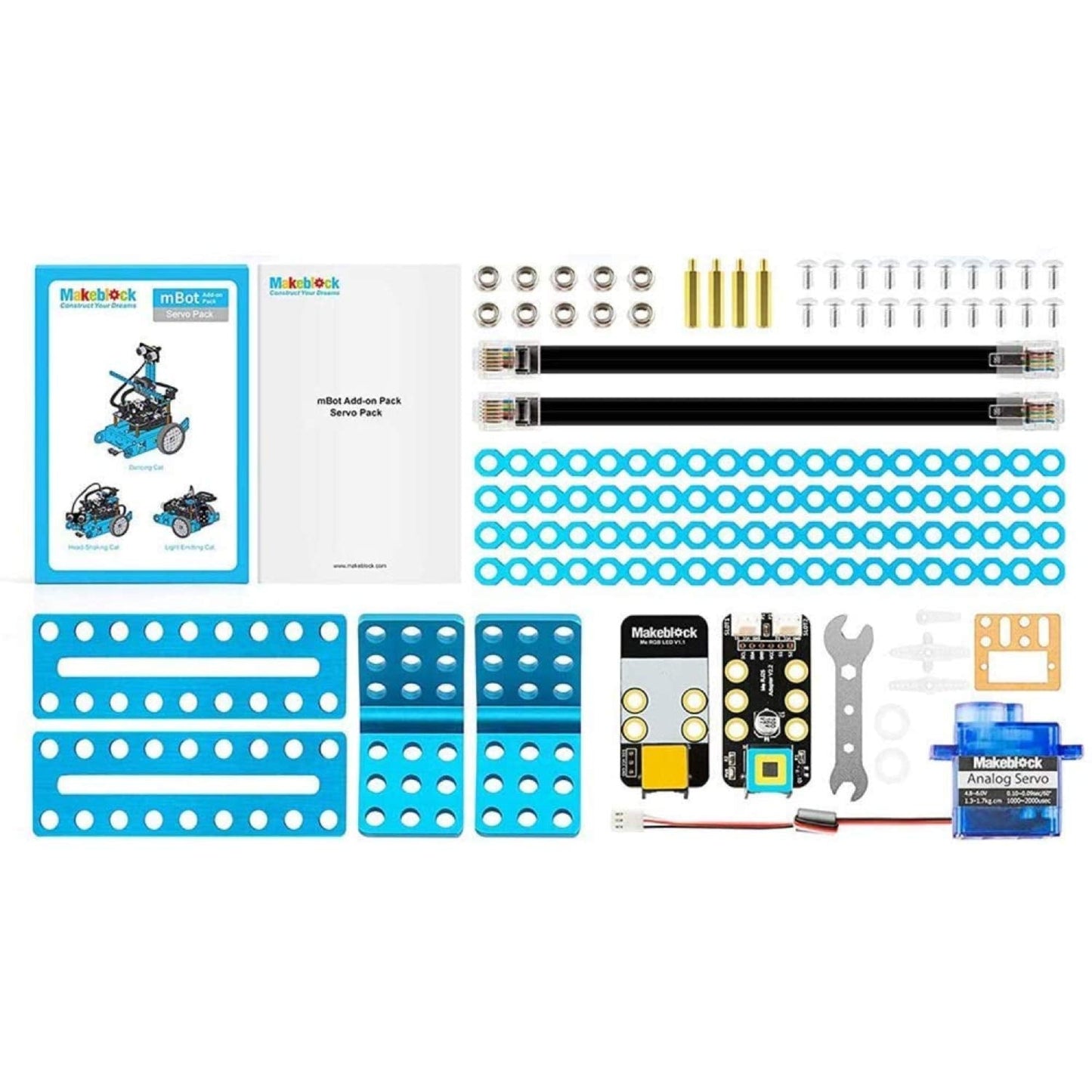 Makeblock Servo Pack: 3-in-1 Robot Add-on for mBot | Dancing, Head-Shaking, Light-Emitting Cat