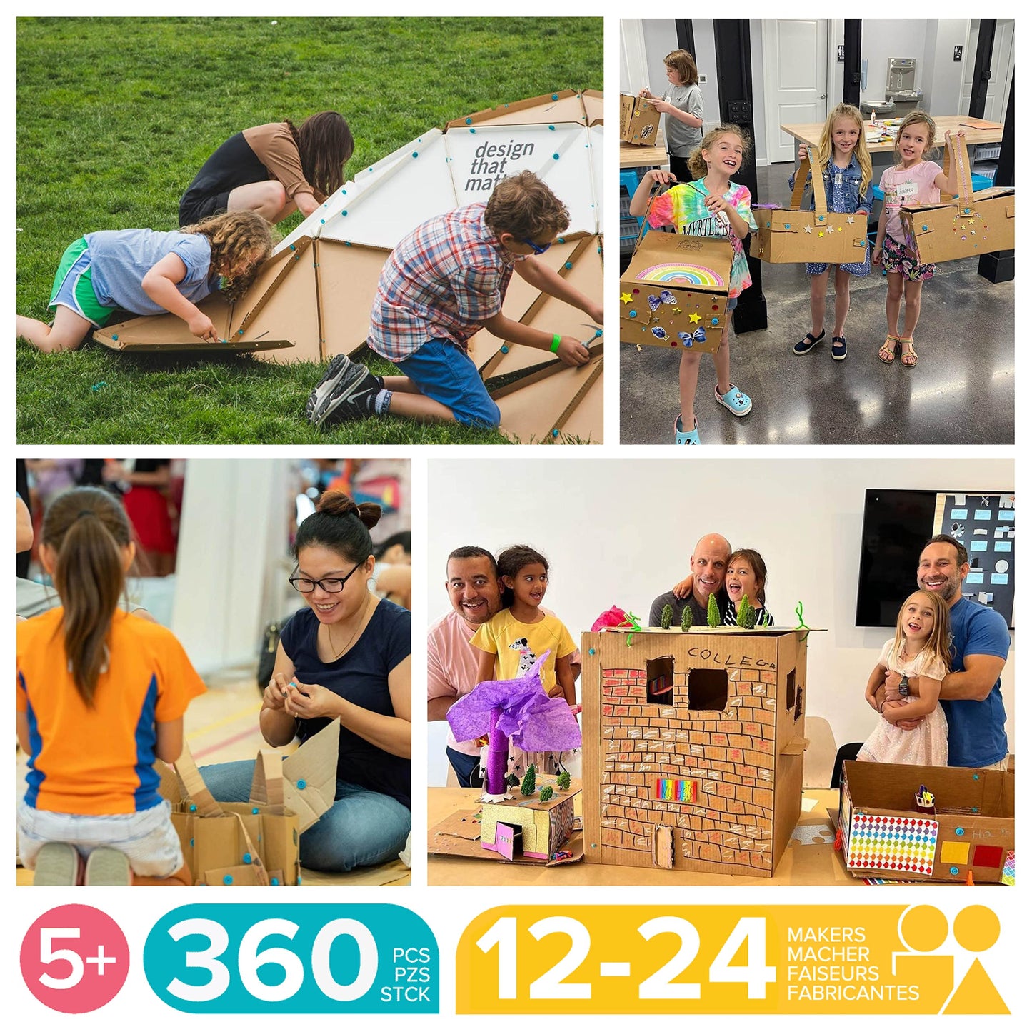 Makedo Invent – Upcycled Cardboard Construction Toolkit (360 Pieces) | STEM + STEAM Toys for Home & Classroom | Ages 5+