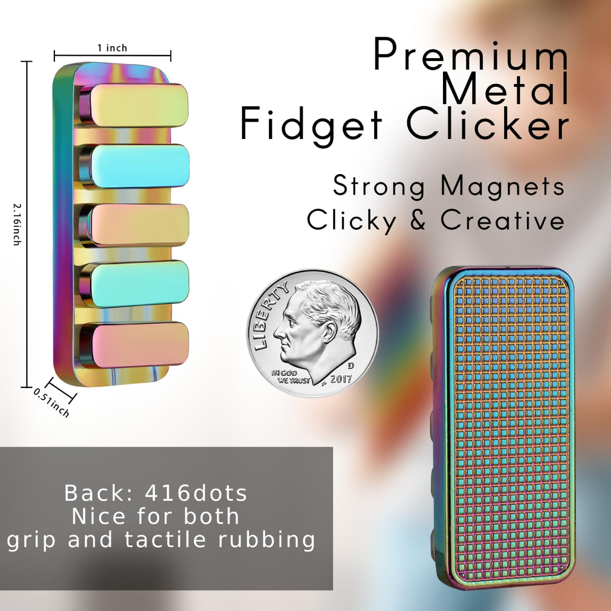 MAKWEN Fidget Slider for Adults – Magnetic Clicker with 3 Noise Levels