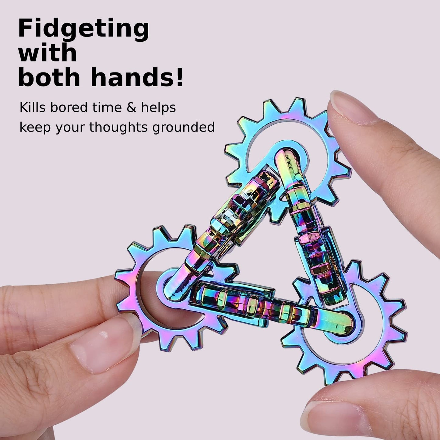 MAKWEN Infinity Gear Fidget Toy – Solid Metal Rainbow Kinetic Desk Toy