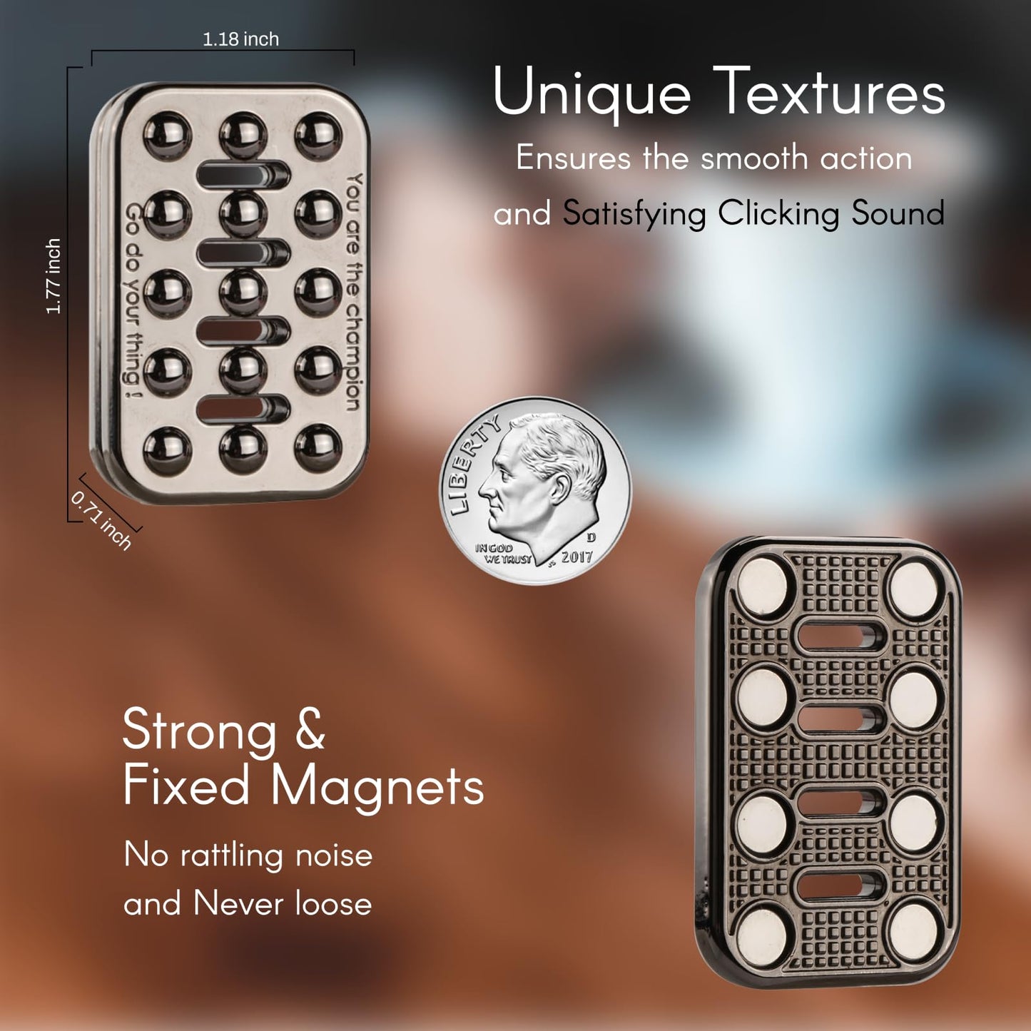 MAKWEN Metal Fidget Slider for Adults — Clear Stops, No Rattling, EDC Sensory Toy