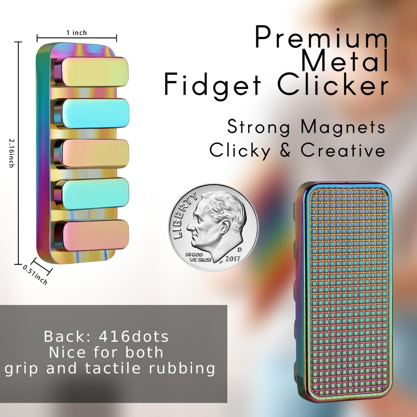 MAKWEN Magnetic Fidget Clicker – 3 Noise Levels, Portable EDC Toy for Adults