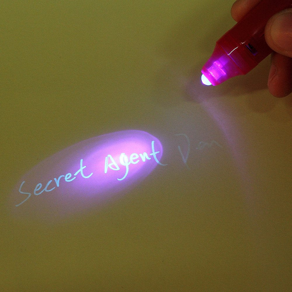 MALEDEN Invisible Ink Pen 6-Piece Set with UV Light – Secret Message Spy Pens for Gifts, Stockings & Party Favors