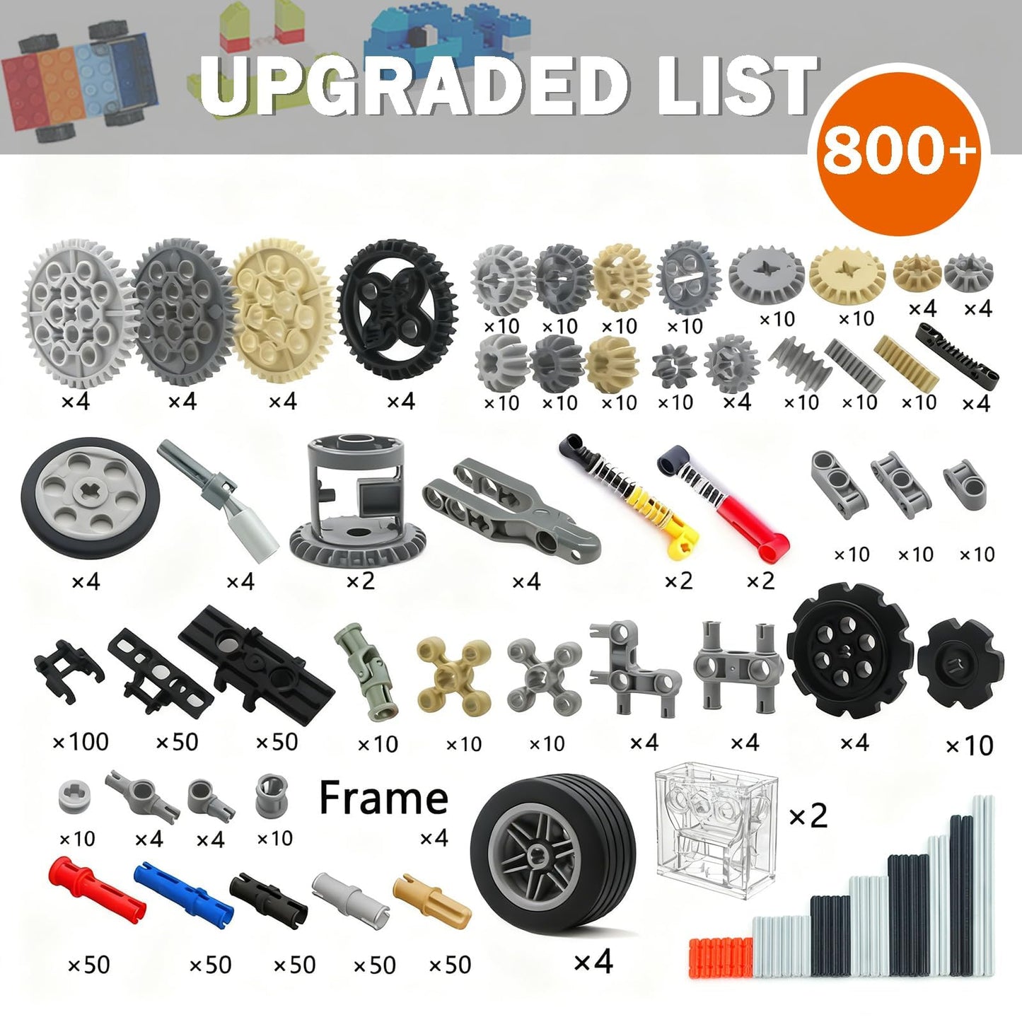 MALEKO Technical Gears & Axles Set – 800+ Parts for Major Brand Compatibility