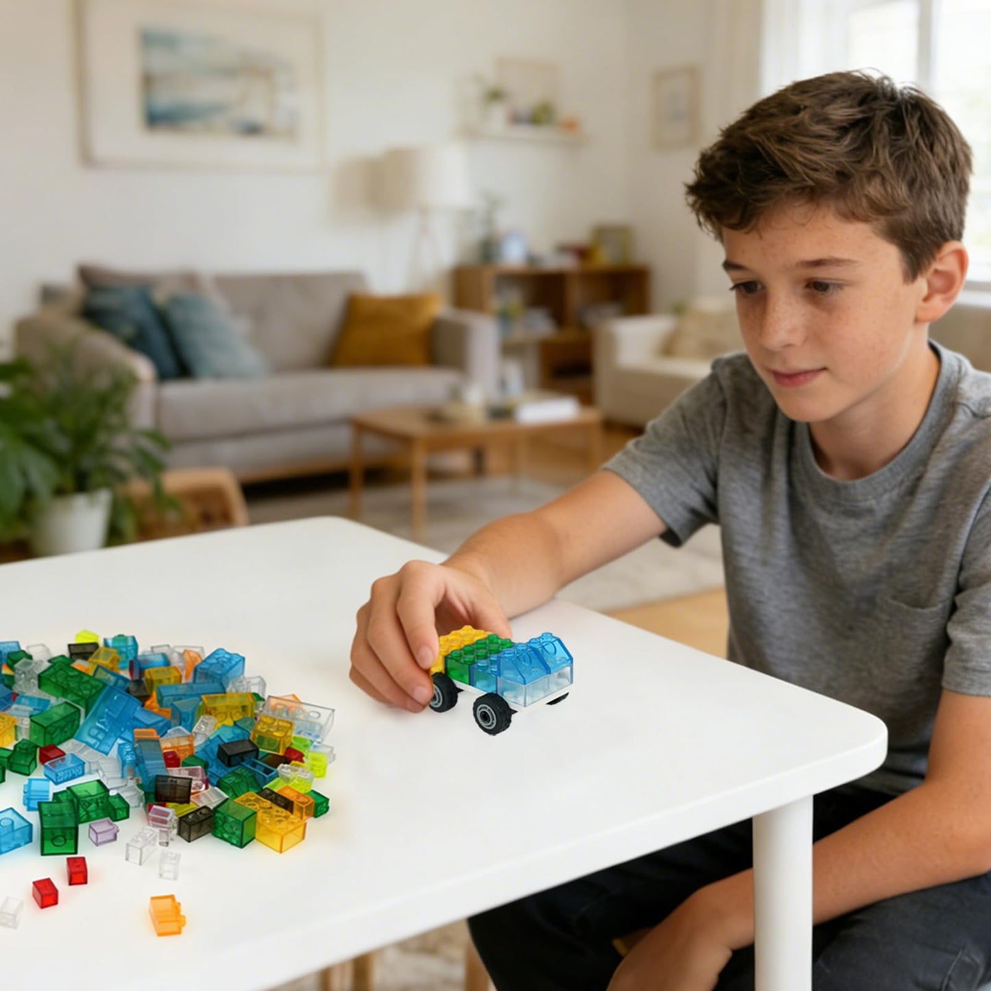 MALEKO 300-Piece Transparent Bricks Pack – Mixed Shapes, Multi-Color Blocks