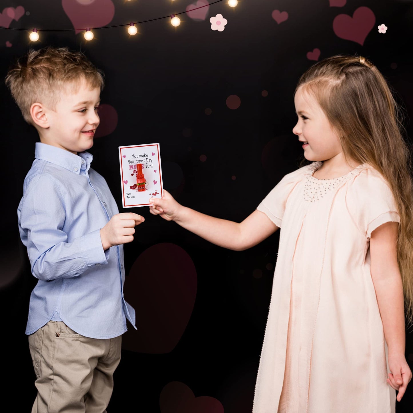 Malhaii 28-Pack Finger Lights Valentines Cards – Non-Food Classroom Party Favors