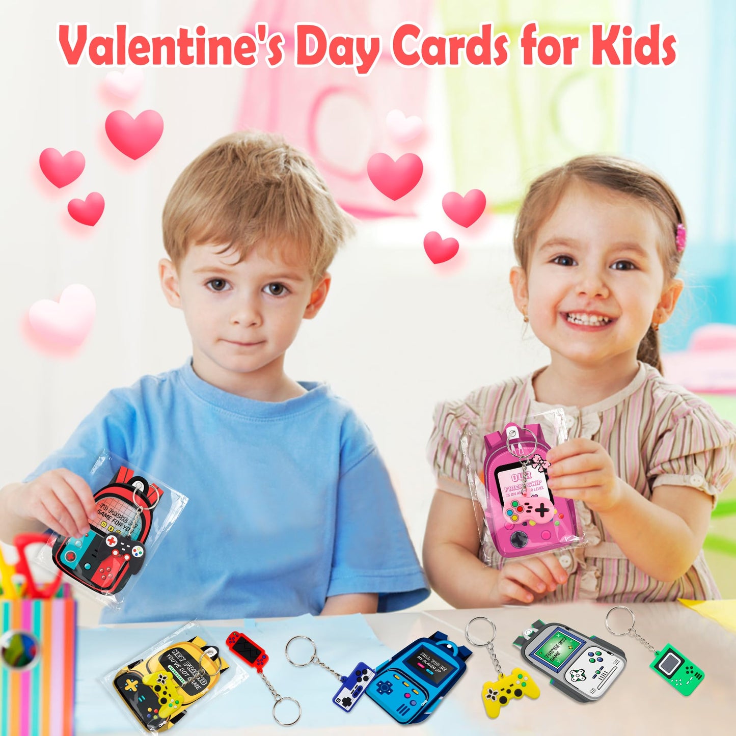 Malhaii 30 Pack Valentine Cards for Kids – Classroom Gifts & Keychain Valentines