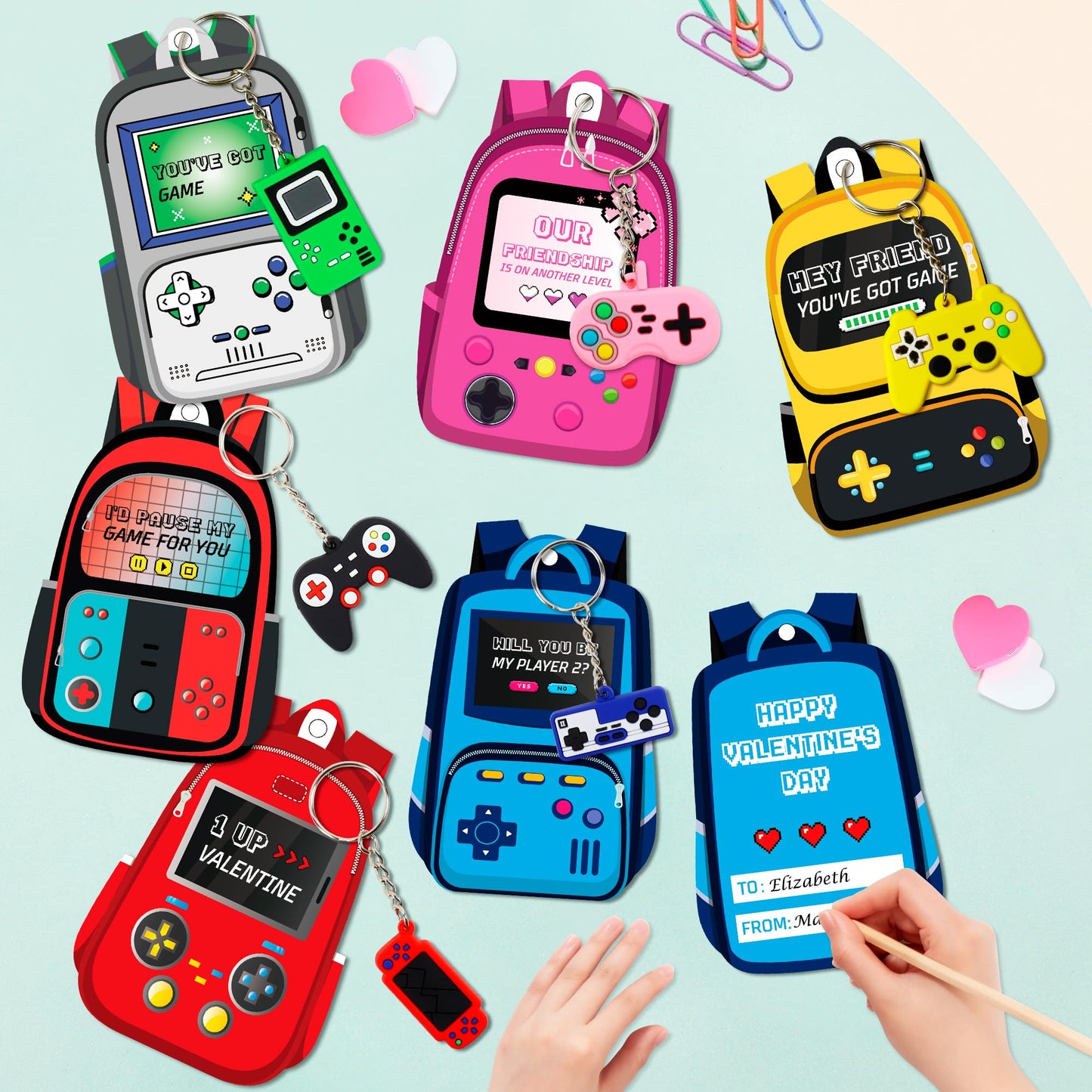 Malhaii 30 Pack Valentine Cards for Kids – Classroom Gifts & Keychain Valentines