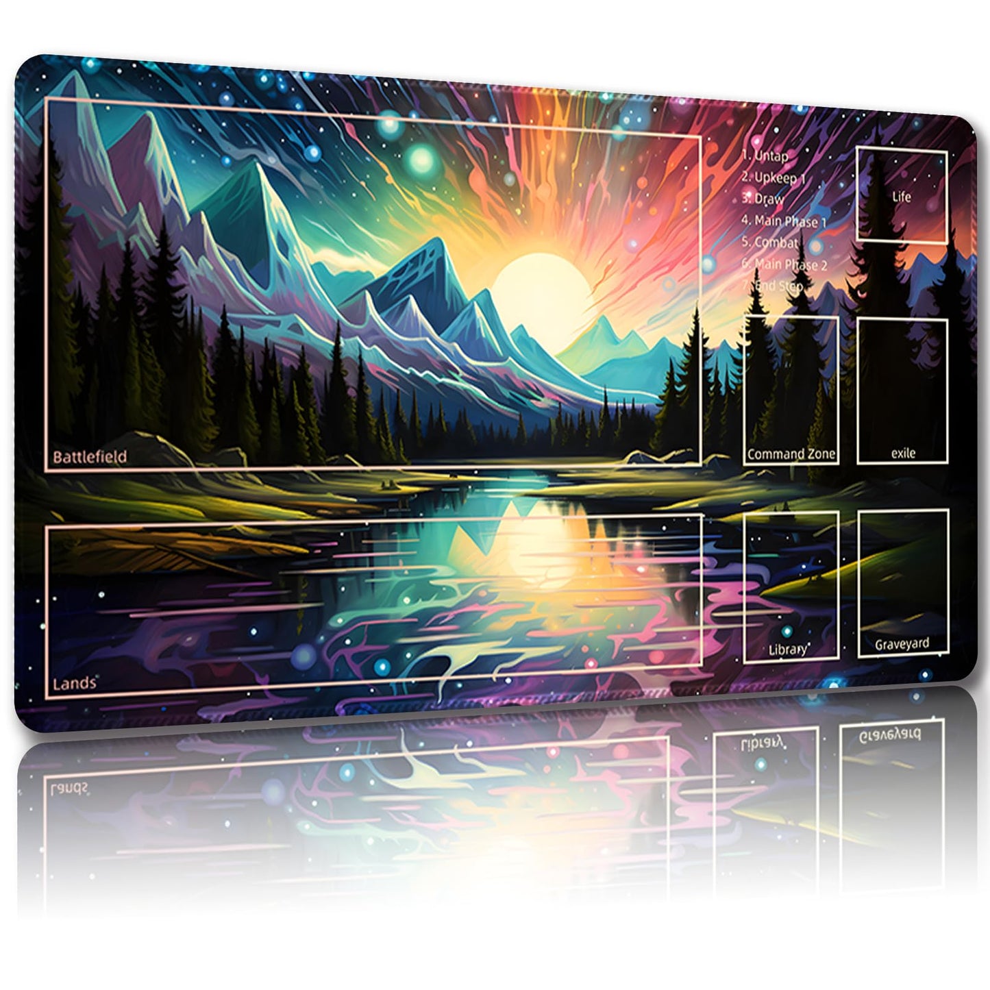 Malqiqi MTG Playmat 24x14 in – Free Storage Bags, TCG & Board Game Card Mat with Zones