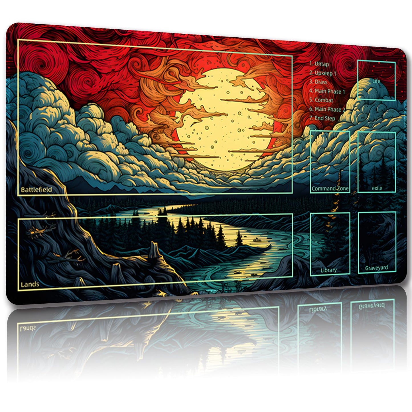 Malqiqi MTG Playmat 24x14 in with Free Storage Bags – Card & Board Game Mat with Zones