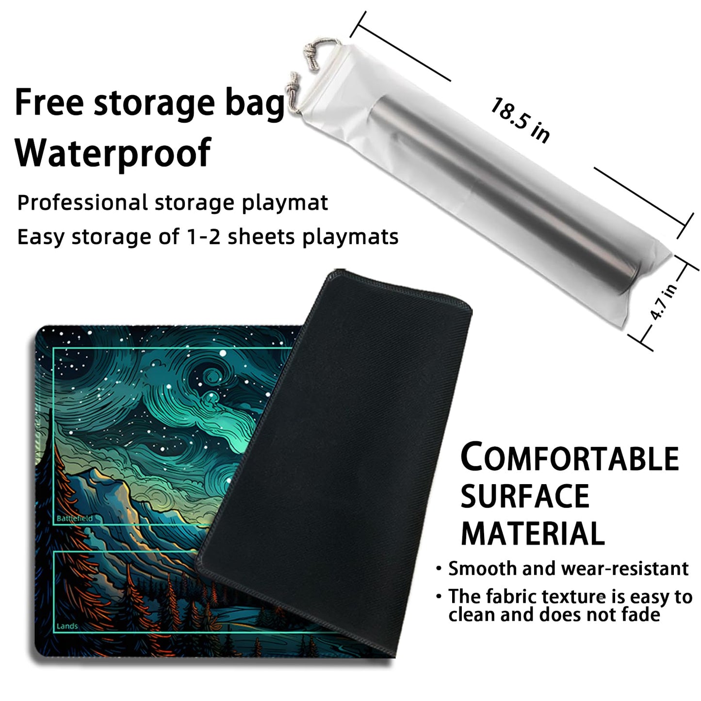 Malqiqi Playmat for MTG – 24 x 14 in with Free Storage Bags | Card Game Mat for MTG, TCG & Board Games