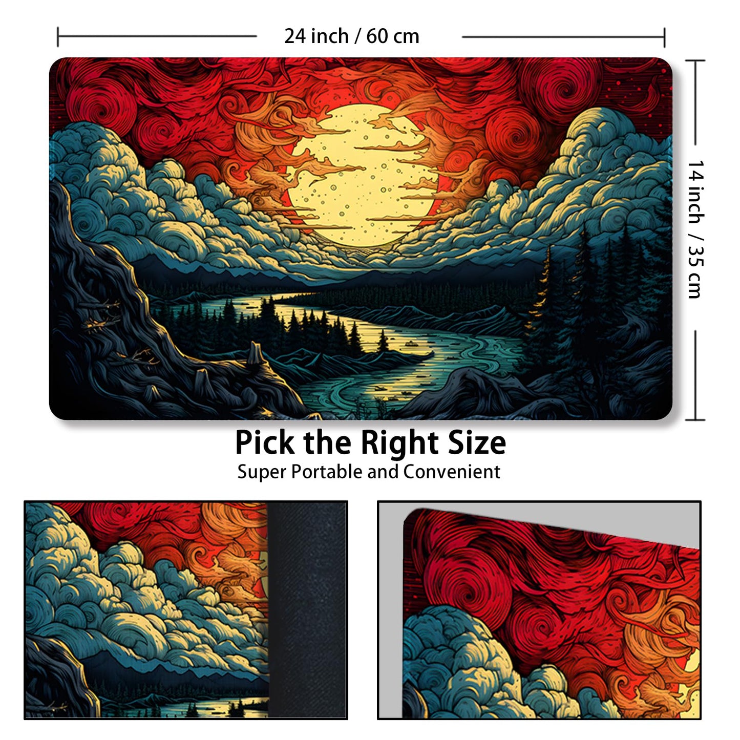Malqiqi MTG Playmat – 24 x 14 in with Free Storage Bags | Card Game Mat