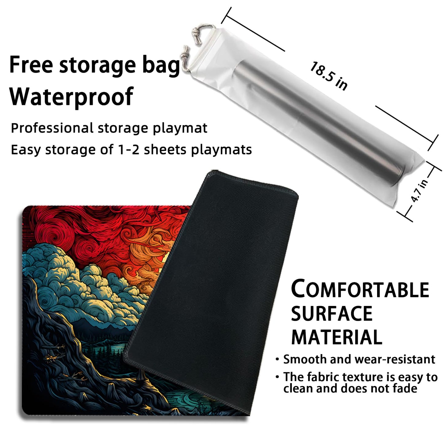Malqiqi MTG Playmat – 24 x 14 in with Free Storage Bags | Card Game Mat