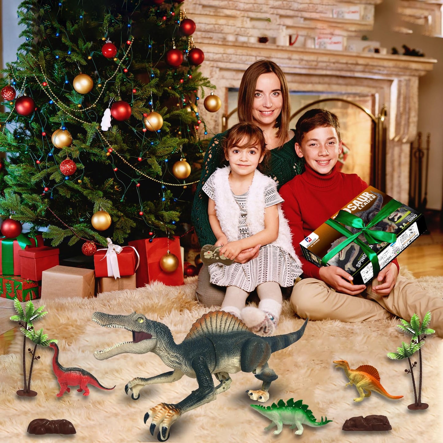 MAMABOO Remote Control Dinosaur Toy – 18.1-Inch Walking Spinosaurus with Fog Spray