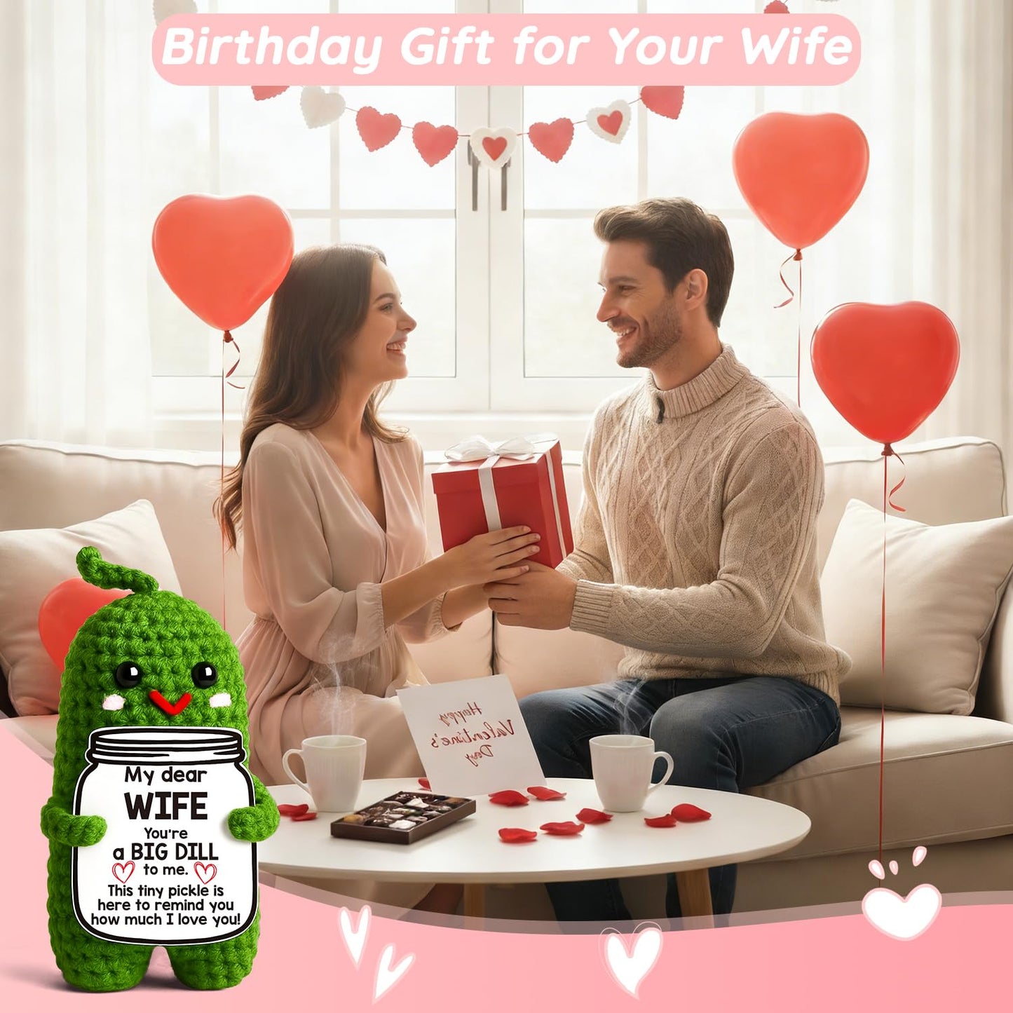 MAMAGIFTREE Valentines Day Gifts for Her - Handmade Crochet Pickle for Wife