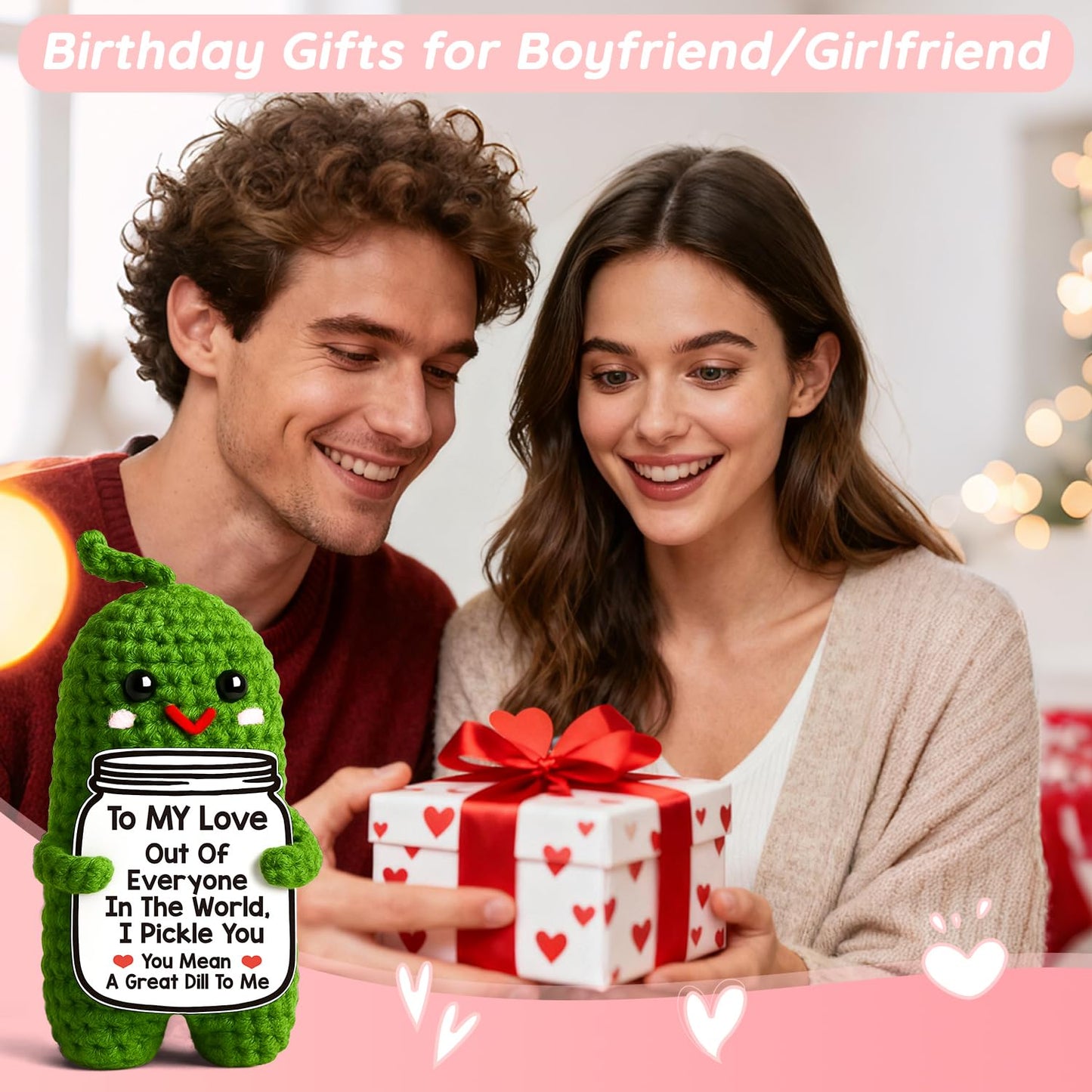 MAMAGIFTREE Valentines Day Gifts for Him & Her - Handmade Crochet Pickle