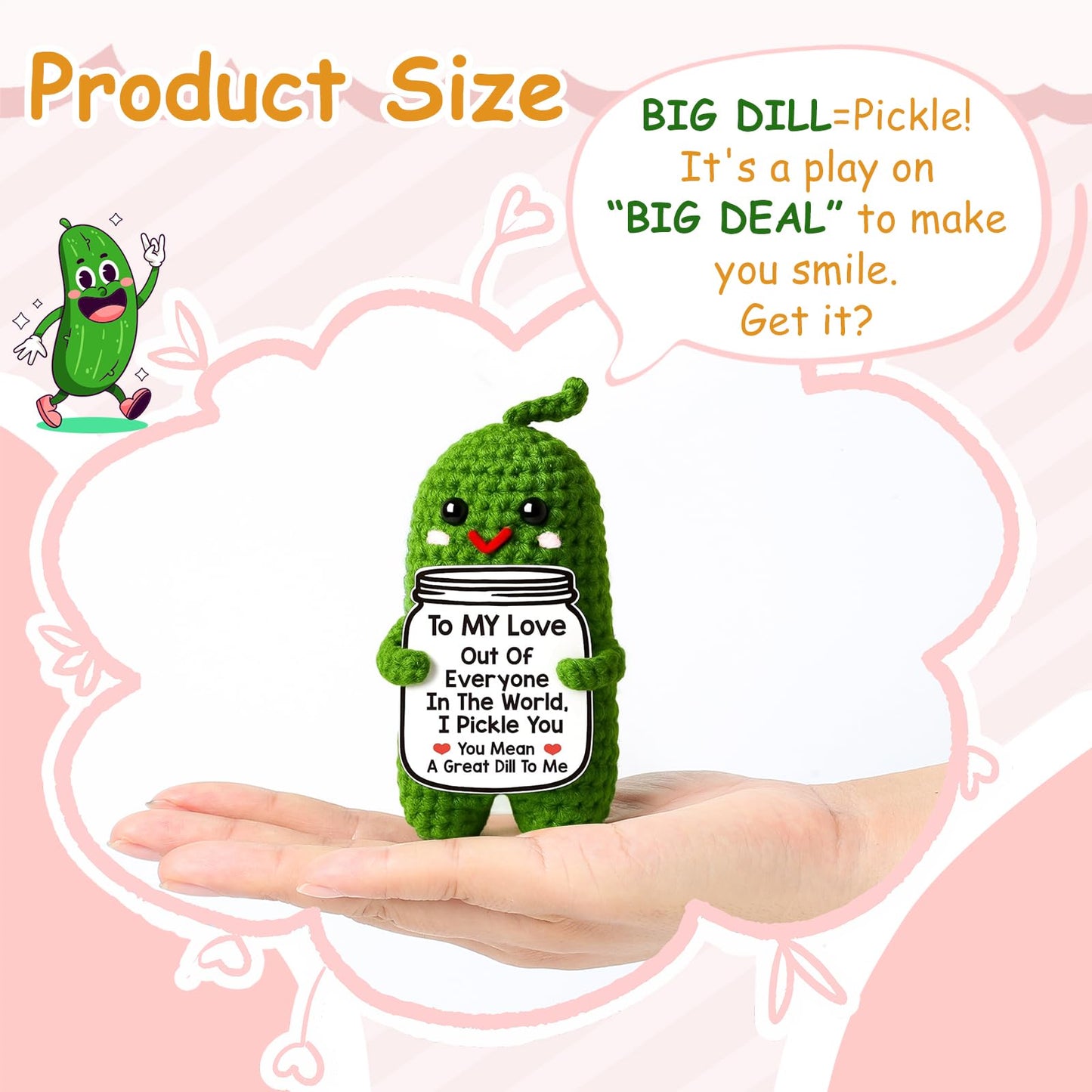MAMAGIFTREE Valentines Day Gifts for Him & Her - Handmade Crochet Pickle