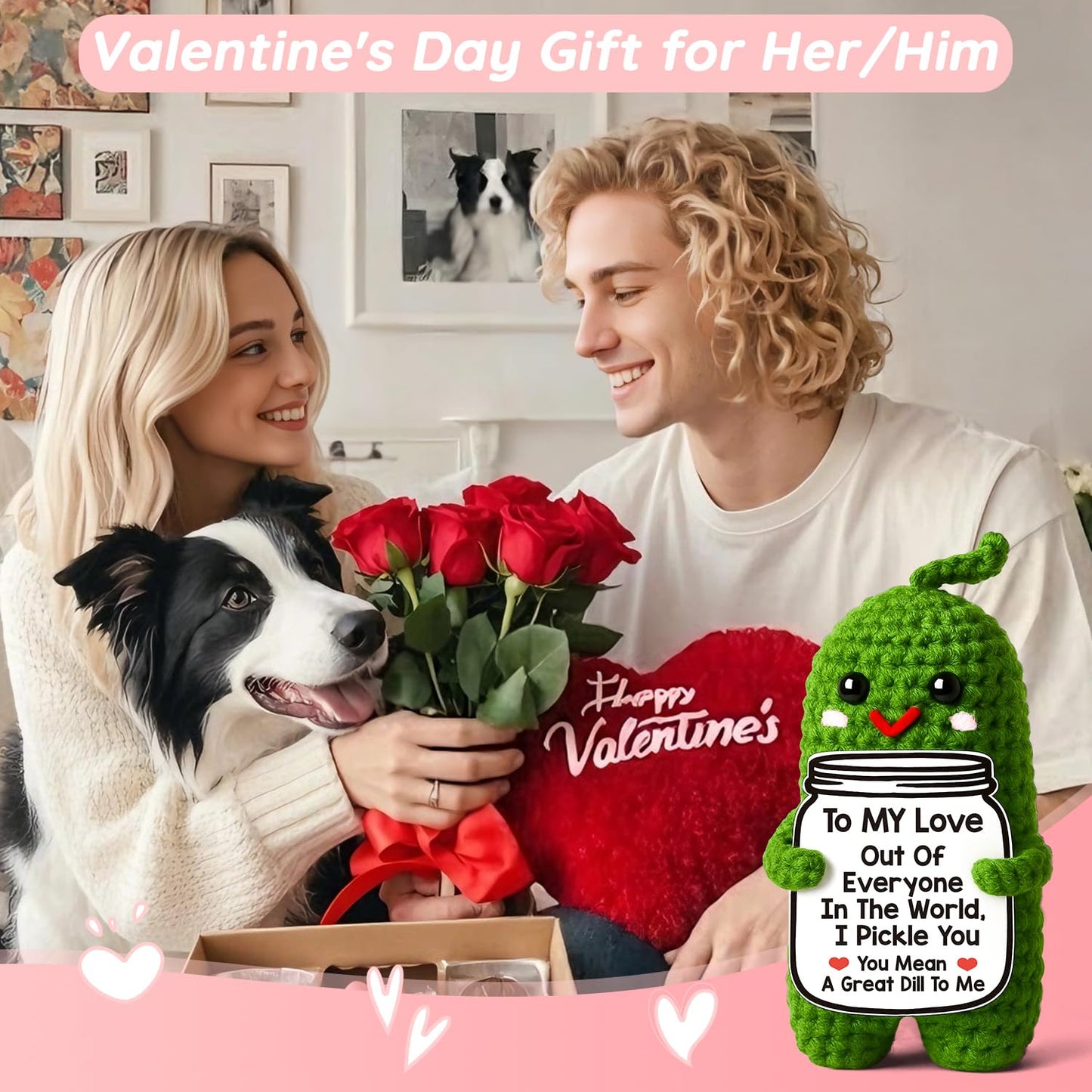 MAMAGIFTREE Valentines Day Gifts for Him & Her - Handmade Crochet Pickle