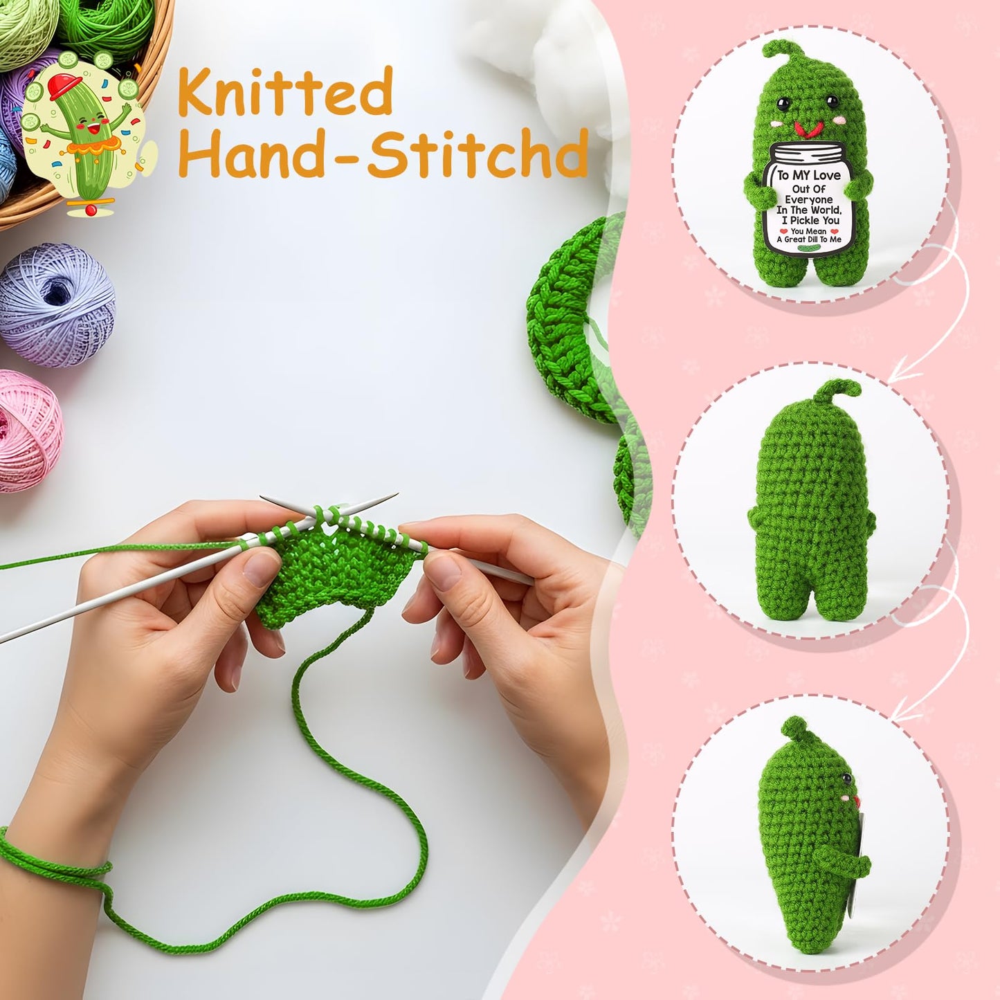 MAMAGIFTREE Valentines Day Gifts for Him & Her - Handmade Crochet Pickle