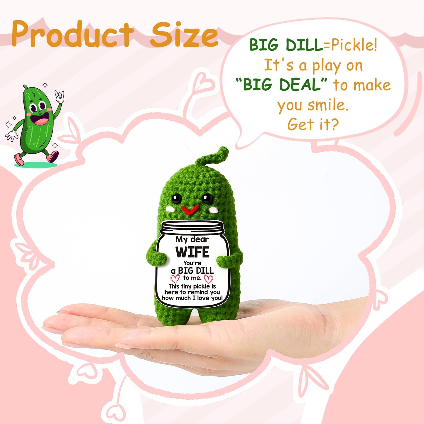 MAMAGIFTREE Valentines Day Gifts for Her - Handmade Crochet Pickle for Wife