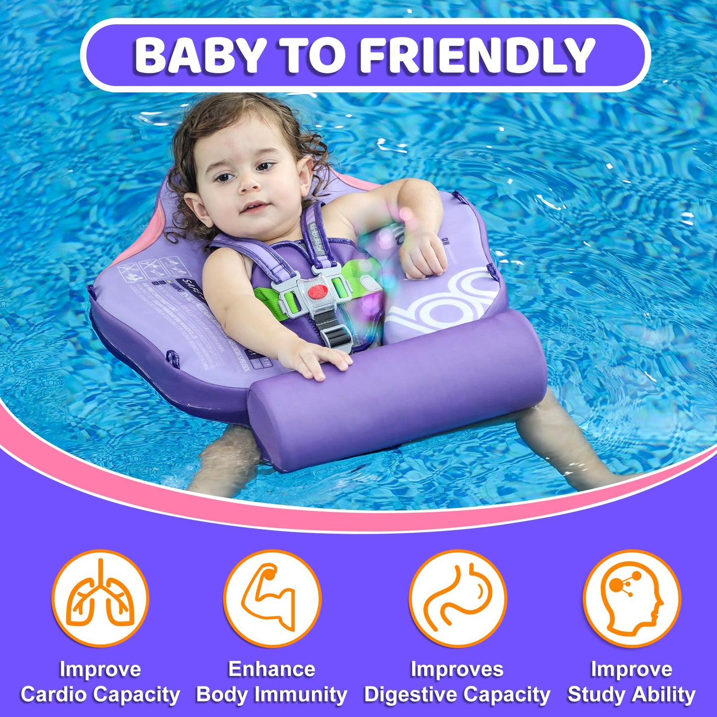 28°C Mambobaby Baby Float with Canopy & Tail – Non-Inflatable Infant Pool Float (3–24 Months)