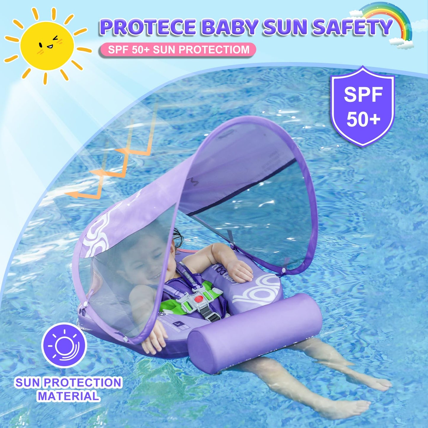 28°C Mambobaby Baby Float with Canopy & Tail – Non-Inflatable Infant Pool Float (3–24 Months)