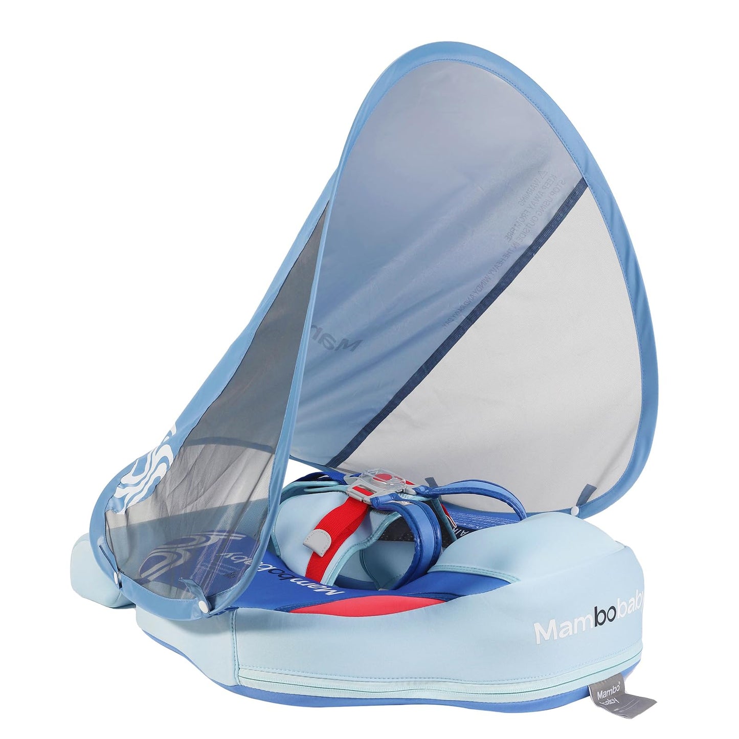 28°C Mambobaby Baby Float with Canopy & Tail – Non-Inflatable Pool Float for 3-24 Months (Blue)
