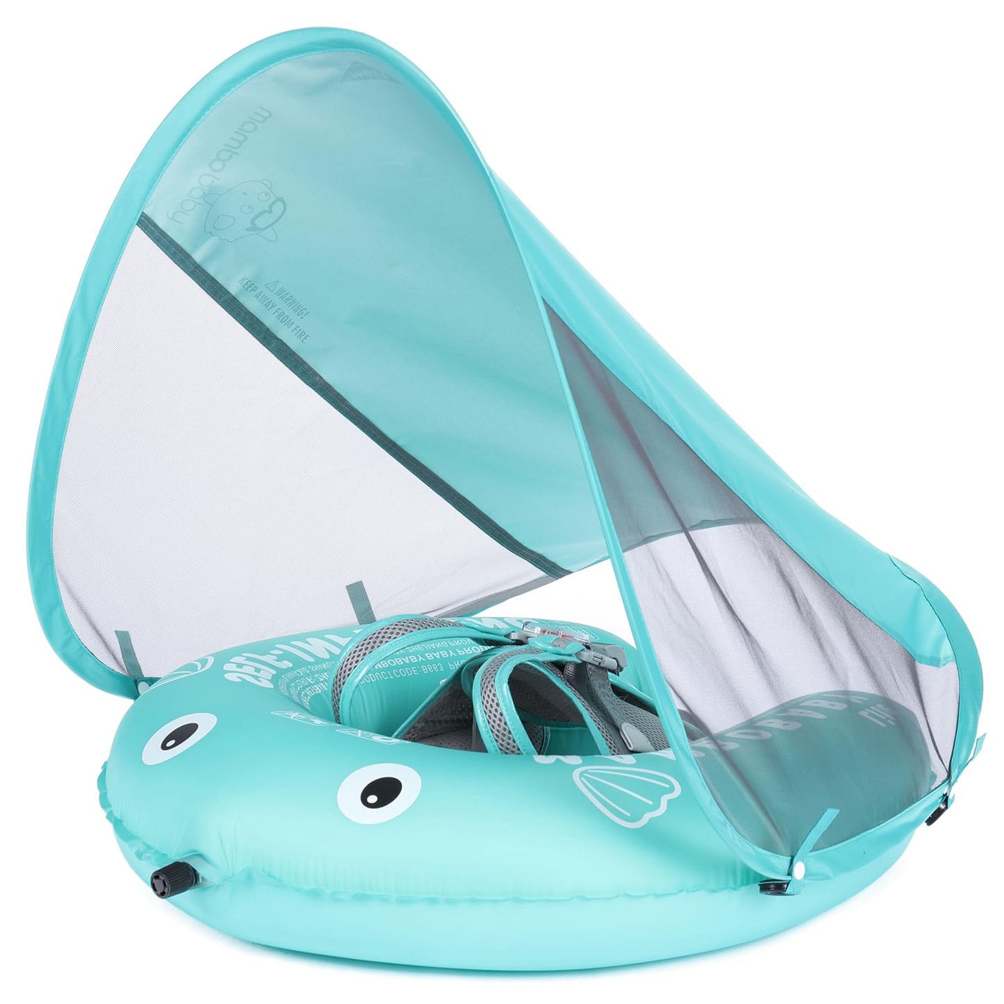AnjeeIOT Mambobaby Self-Inflating Baby Pool Float with UPF50+ Canopy – Portable, Adjustable, 3-24 Months